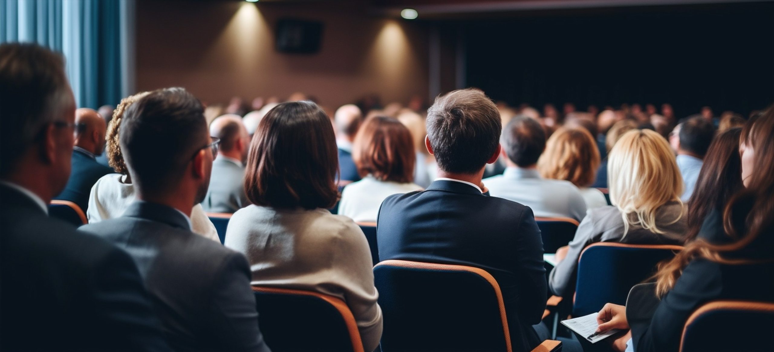 Motivational and AI speakers presenting on stage at a UK event